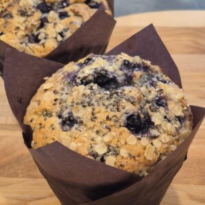 Muffins aux bleuets & chia - 6 unités